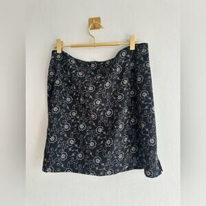 Vintage Banana Republic Stretch Mini Skirt Skort Black & Tan Floral, Size 8